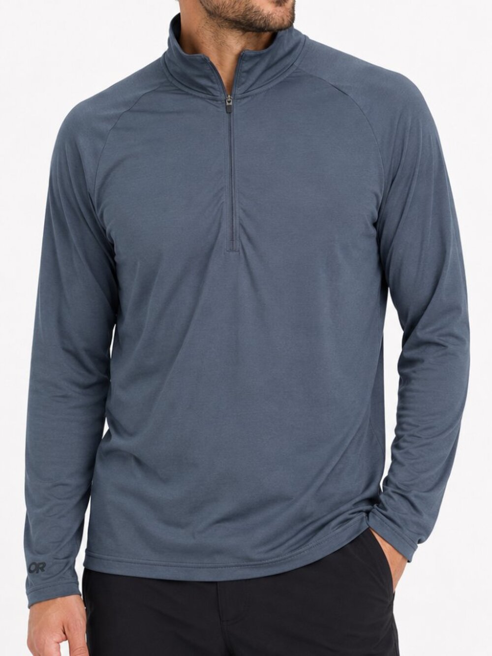 OUTDOOR RESEARCH Merino Wool Blend 1/4 Zip LS Top Shirt Mid-Layer Grey Men Large